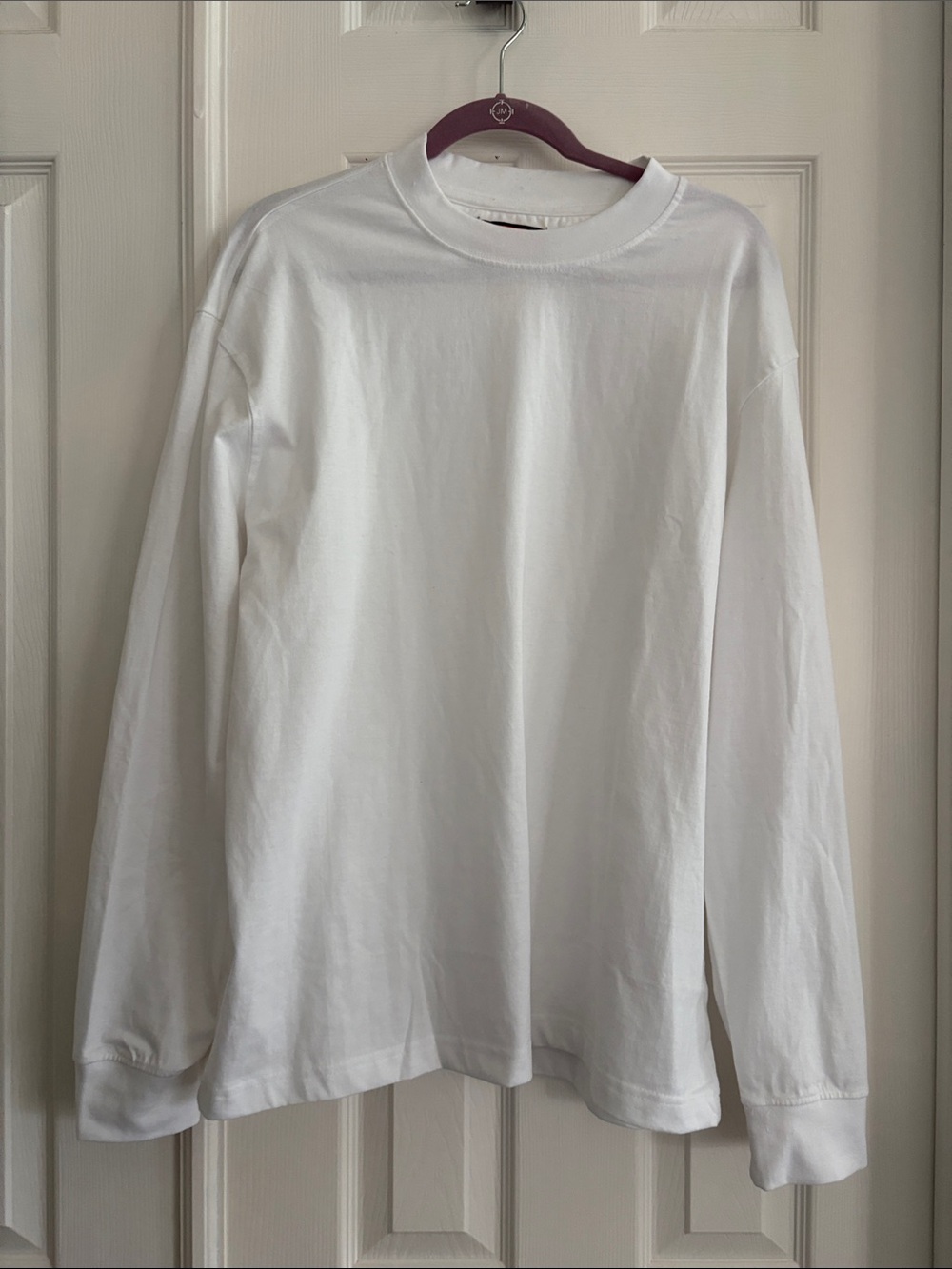 GSTR Classic White Long-Sleeve cotton Crewneck Boxy Fit Men's shirt Size XL NWT